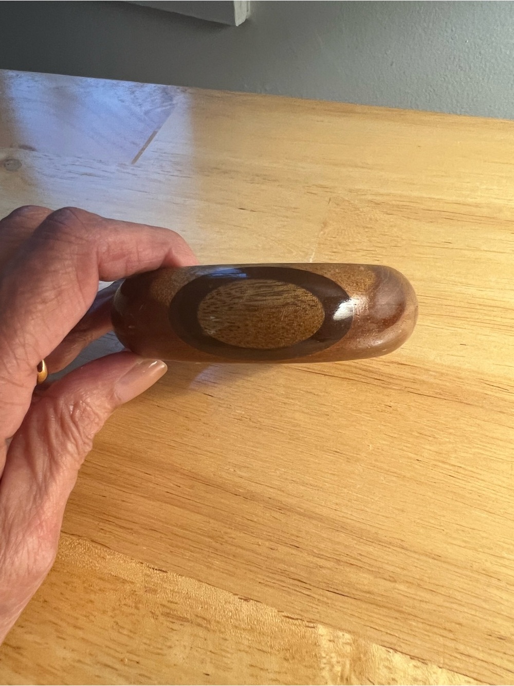 Source Unknown Brown and Dark Brown Wooden Bangle Bracelet